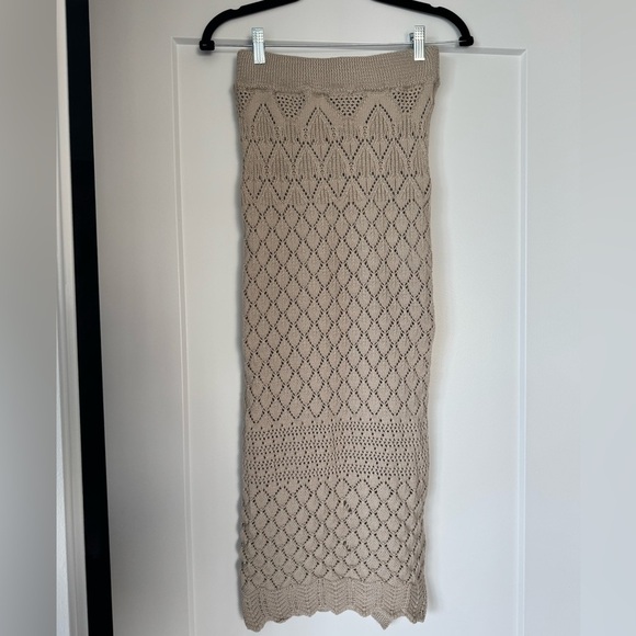 Beige Crochet Knit Maxi Skirt - Picture 4 of 10
